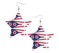Boucles d'oreilles tendance en cuir étoilé, parfaites pour les décorations de fête ou les cadeaux. Drapeau de l'État de l'Ohio Blanc, One Size, polychlorure de vinyle cuivre argent, Pas de gemme