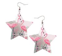 Boucles d'oreilles tendance en cuir étoilé, parfaites pour les décorations de fête ou les cadeaux. Flamant rose blanc, One Size, polychlorure de vinyle cuivre argent, Pas de gemme