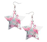 Boucles d'oreilles tendance en cuir étoilé, parfaites pour les décorations de fête ou les cadeaux. Flamant rose blanc, One Size, Polychlorure de vinyle Cuivre Argent, Pas de gemme