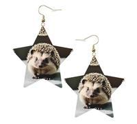 Boucles d'oreilles tendance en cuir étoilé, parfaites pour les décorations de fête ou les cadeaux. Joli hérisson blanc, One Size, polychlorure de vinyle cuivre argent, Pas de gemme