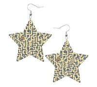 Boucles d'oreilles tendance en cuir étoilé, parfaites pour les décorations de fête ou les cadeaux. Labyrinthe carte au trésor blanche, One Size, polychlorure de vinyle cuivre argent, Pas de gemme