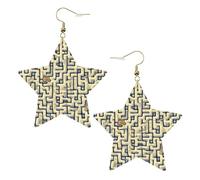 Boucles d'oreilles tendance en cuir étoilé, parfaites pour les décorations de fête ou les cadeaux. Labyrinthe carte au trésor blanche, One Size, polychlorure de vinyle cuivre argent, Pas de gemme