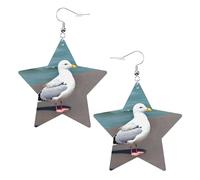 Boucles d'oreilles tendance en cuir étoilé, parfaites pour les décorations de fête ou les cadeaux. Mignon mouette blanche, One Size, polychlorure de vinyle cuivre argent, Pas de gemme