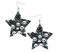 Boucles d'oreilles tendance en cuir étoilé, parfaites pour les décorations de fête ou les cadeaux. Panda mignon visage blanc, One Size, Polychlorure de vinyle Cuivre Argent, Pas de gemme