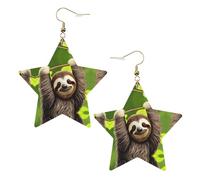Boucles d'oreilles tendance en cuir étoilé, parfaites pour les décorations de fête ou les cadeaux. Paresseux mignon blanc, One Size, polychlorure de vinyle cuivre argent, Pas de gemme