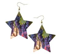 Boucles d'oreilles tendance en cuir étoilé, parfaites pour les décorations de fête ou les cadeaux. Raisins du désert blanc, One Size, polychlorure de vinyle cuivre argent, Pas de gemme