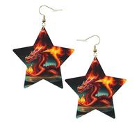 Boucles d'oreilles tendance en cuir étoilé, parfaites pour les décorations de fête ou les cadeaux. Roi dragon en blanc feu, One Size, Polychlorure de vinyle Cuivre Argent, Pas de gemme