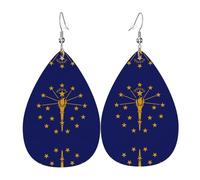 Boucles d'oreilles tendance en cuir plaqué argent PVC, adaptées pour les fêtes de festival ou un usage personnel, drapeau de l'État de l'Indiana, taille unique, cuir cuivre argenté, sans pierre