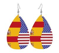 Boucles d'oreilles tendance en cuir plaqué argent PVC, adaptées pour les fêtes de festival ou un usage personnel, drapeau espagnol américain, taille unique, cuir cuivre argenté, sans pierre précieuse