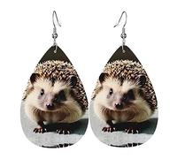 Boucles d'oreilles tendance en cuir plaqué argent PVC, adaptées pour les fêtes de festival ou un usage personnel. Hérisson mignon, taille unique, cuir cuivre argenté, sans pierre précieuse