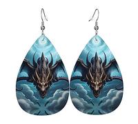 Boucles d'oreilles tendance en cuir plaqué argent PVC, adaptées pour les fêtes de festival ou un usage personnel, motif dragon volant, taille unique, cuir cuivre argenté, sans pierre précieuse
