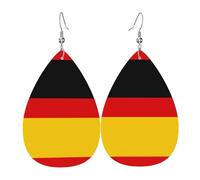 Boucles d'oreilles tendance en cuir plaqué argent PVC, adaptées pour les fêtes de festival ou un usage personnel, drapeau allemand, taille unique, cuir cuivre argenté, sans pierre précieuse