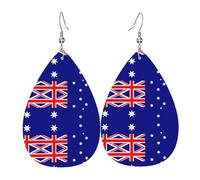 Boucles d'oreilles tendance en cuir plaqué argent PVC, adaptées pour les fêtes de festival ou un usage personnel, drapeau australien, taille unique, cuir cuivre argenté, sans pierre précieuse