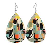 Boucles d'oreilles tendance en cuir plaqué argent PVC, adaptées pour les fêtes de festival ou un usage personnel. Chat d'art moderne du milieu du siècle, taille unique, cuir cuivre argenté, sans