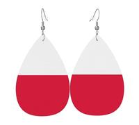 Boucles d'oreilles tendance en cuir plaqué argent PVC, adaptées pour les fêtes de festival ou un usage personnel. Drapeau polonais, taille unique, cuir cuivre argenté, sans pierre précieuse
