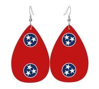 Boucles d'oreilles tendance en cuir plaqué argent PVC, adaptées pour les fêtes de festival ou un usage personnel, drapeau de l'État du Tennessee, taille unique, cuir cuivre argenté, sans pierre