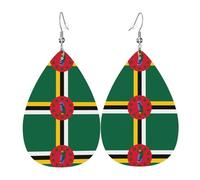Boucles d'oreilles tendance en cuir plaqué argent PVC, adaptées pour les fêtes de festival ou un usage personnel, drapeau du Commonwealth de la Dominique, taille unique, cuir cuivre argenté, sans
