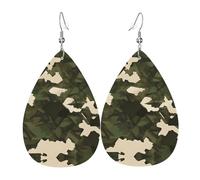 Boucles d'oreilles tendance en cuir plaqué argent PVC, adaptées pour les fêtes de festival ou un usage personnel, camouflage militaire, taille unique, cuir cuivre argenté, sans pierre précieuse