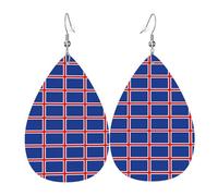 Boucles d'oreilles tendance en cuir plaqué argent PVC, adaptées pour les fêtes de festival ou un usage personnel. Drapeau de l'Islande, taille unique, cuir cuivre argenté, sans pierre précieuse