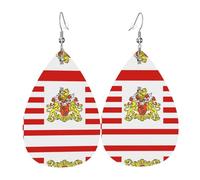 Boucles d'oreilles tendance en cuir plaqué argent PVC, convient pour les fêtes de festival ou un usage personnel, drapeau du Sénat de Brême, taille unique, cuir cuivre argenté, sans pierre précieuse