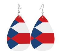 Boucles d'oreilles tendance en cuir plaqué argent PVC, convient pour les fêtes de festival ou un usage personnel, drapeau de la République tchèque, taille unique, cuir cuivre argenté, sans pierre