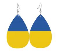 Boucles d'oreilles tendance en cuir plaqué argent PVC, idéales pour les fêtes de festival ou un usage personnel. Drapeau de l'Ukraine, taille unique, cuir cuivre argenté, sans pierre précieuse