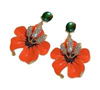 Boucles d'oreilles tendance en cuivre texturé - Accessoire d'oreille - Cadeau pour femme et fille - Fleur avec strass, taille unique, Comme décrit, Voir les images ou les descriptions du produit