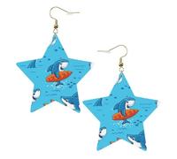 Boucles d'oreilles tendance en forme de baleine sous-marine, boucles d'oreilles pendantes célestes en forme d'étoile pour une utilisation polyvalente, One Size, Cuir