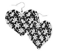 Boucles d'oreilles tendance en forme de cœur pour femme - Boucles d'oreilles pendantes en cuir avec fleurs de lys (E), boucles d'oreilles amusantes sans nickel pour fête d'anniversaire, accessoires de