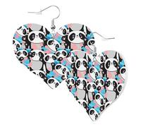 Boucles d'oreilles tendance en forme de cœur pour femme - Boucles d'oreilles pendantes en cuir avec panda, sans nickel, pour fête d'anniversaire, accessoires de décoration