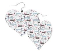 Boucles d'oreilles tendance en forme de cœur pour femme - Boucles d'oreilles pendantes en cuir motif teckel (E), boucles d'oreilles amusantes sans nickel pour fête d'anniversaire