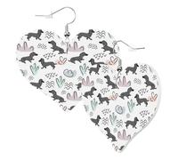 Boucles d'oreilles tendance en forme de cœur pour femme - Boucles d'oreilles pendantes en cuir motif teckel (U), boucles d'oreilles amusantes sans nickel pour fête d'anniversaire