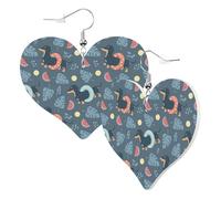 Boucles d'oreilles tendance en forme de cœur pour femme - Boucles d'oreilles pendantes en cuir motif teckel pastèque, boucles d'oreilles amusantes sans nickel pour fête d'anniversaire, accessoires de