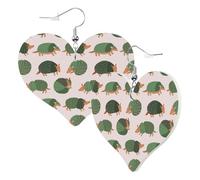 Boucles d'oreilles tendance en forme de cœur pour femme - Boucles d'oreilles pendantes tendance en cuir armadillo amusantes sans nickel pour fête d'anniversaire