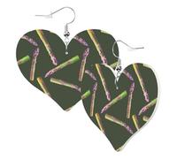 Boucles d'oreilles tendance en forme de cœur pour femme - Boucles d'oreilles pendantes tendance en cuir d'asperge coloré, boucles d'oreilles amusantes sans nickel pour fête d'anniversaire