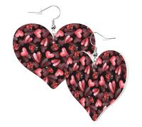 Boucles d'oreilles tendance en forme de cœur pour femme - Coccinelles et cœurs rouges en cuir - Boucles d'oreilles amusantes sans nickel pour fête d'anniversaire