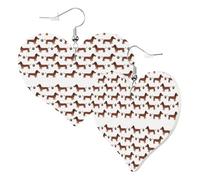 Boucles d'oreilles tendance en forme de cœur pour femme - Motif teckel (1) Boucles d'oreilles pendantes tendance en cuir, boucles d'oreilles amusantes sans nickel pour fête d'anniversaire