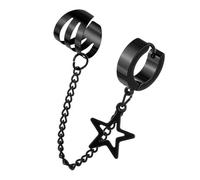 Boucles d'oreilles tendance en forme d'étoile à cinq points avec conceptions sécurisées de manchettes d'oreilles - Crampons confortables pour un port quotidien - Boucles d'oreilles en acier inoxydable