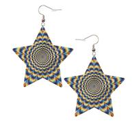 Boucles d'oreilles tendance en forme d'étoile en cuir blanc pour femme - illusion d'optique en spirale - Pendentifs légers et tendance, taille unique, Cuir