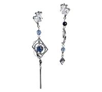 Boucles d'oreilles tendance et uniques en forme de lune, ornées de pierres scintillantes et de jolies chaînes, accessoire d'oreille en cristal pendant, boucles d'oreilles décorées de manière