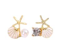 Boucles d'oreilles tendance étoile de mer Boulons avec zircon et perles d'imitation Bijoux légers en alliage d'aluminium Coupe-tubes d'oreilles pour femmes Océan Boucles d'oreilles inspirées pour
