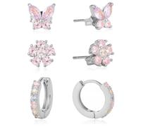 Boucles d'oreilles tendance faites à la main en oxyde de zirconium avec motif floral et papillon pour les amateurs de styles doux