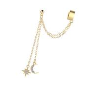 Boucles d'oreilles tendance faites à la main pour femmes et filles en alliage lune étoile boucles d'oreilles pendantes bijoux cadeau élégant crochet accessoires double chaîne crochet boucles