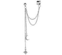 Boucles d'oreilles tendance faites à la main pour femmes et filles en alliage lune étoile boucles d'oreilles pendantes bijoux cadeau élégant crochet accessoires double chaîne crochet boucles