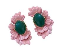 Boucles d'oreilles tendance florales avec breloque turquoise, bijoux polyvalents pour rendez-vous galant et tenues décontractées en alliage