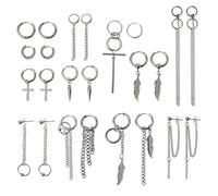 Boucles d'oreilles tendance pour chaîne en acier - Boucles d'oreilles pendantes coréennes - Cadeau pour W - Boucles d'oreilles en perles noires