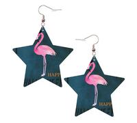 Boucles d'oreilles tendance pour femme avec chapeau de sorcière flamant rose d'Halloween, boucles d'oreilles pendantes célestes, bijoux en forme d'étoile pour un usage polyvalent, One Size, Cuir