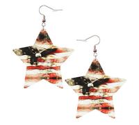 Boucles d'oreilles tendance pour femme avec drapeau aigle à tête blanche, boucles d'oreilles pendantes célestes en forme d'étoile pour une utilisation polyvalente, One Size, Cuir