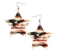 Boucles d'oreilles tendance pour femme avec drapeau américain Fly Eagle - Boucles d'oreilles pendantes célestes en forme d'étoile - Bijoux polyvalents, One Size, Cuir