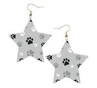 Boucles d'oreilles tendance pour femme avec empreintes de pattes d'animaux - Boucles d'oreilles pendantes célestes en forme d'étoile pour une utilisation polyvalente, One Size, Cuir